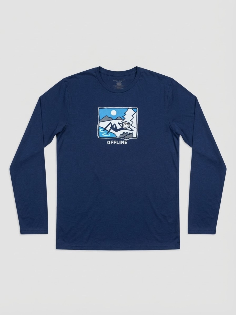 Life is Good 'Offline' Graphic Long Sleeve Crusher Tee - Navy Blue - Men's Small